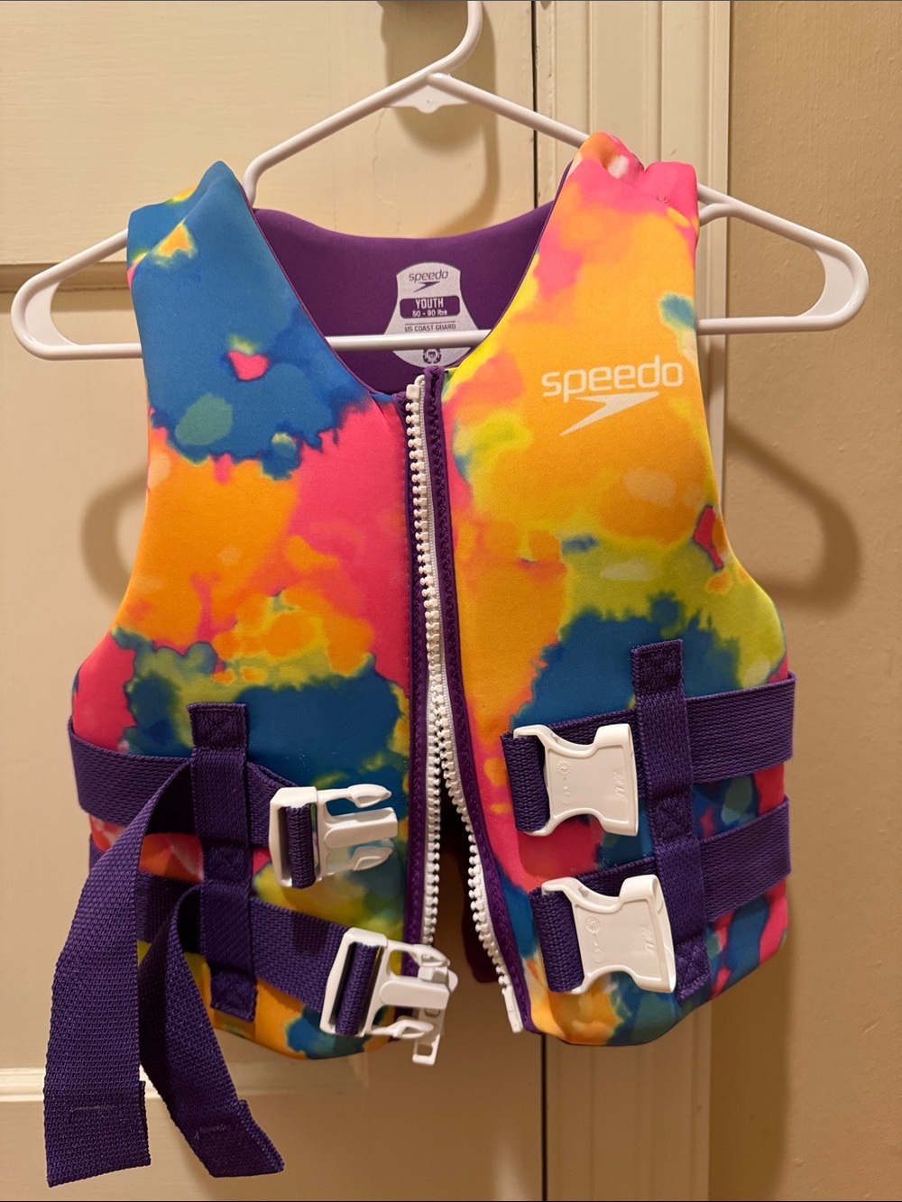 Speedo Kids Tie-Dye Swim Vest in Pink, Yellow, Blue & Purple